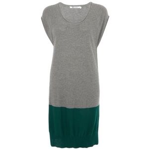 T by Alexander Wang Green Grey Colorblock Dress XS